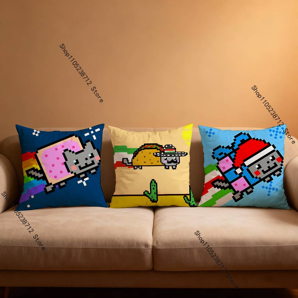 N-Nyan Cat Pillowcase Pillowslip Cushion Plush Boys Girls Cartoon Anime Kawaii Decoration Kids Birthday Cute Gifts