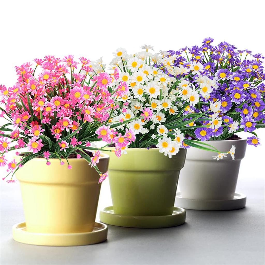 Artificial Daisy Flowers Decor UV-Resistant No Fading Non-Peeling for Gardening Patio Balcony Terrace