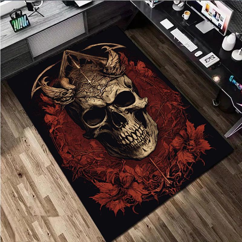 1Pc Skull Rug - Home Carpet Office Decorative Carpet For Living Room Bedroom Door Mat Floor Rug Computer Chair Area Rug