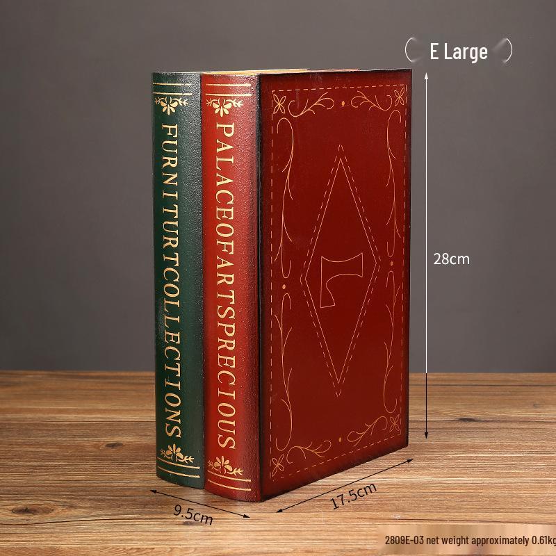 European Retro Faux Book Storage Box and Figurines for Office Decor