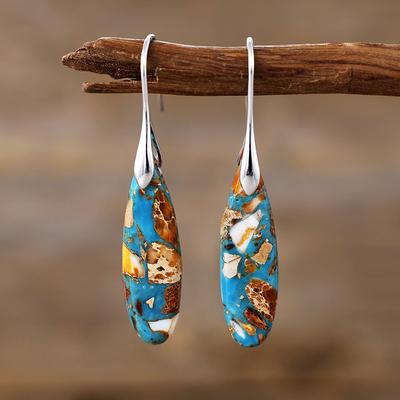 Bohemian Emperor Stone Water Drop Pendant Earrings Earrings Popular Natural Stone Jewelry