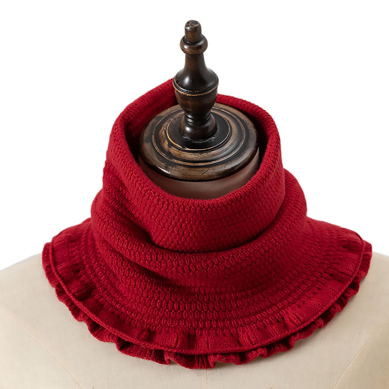 

Женский зимний вязаный пуловер с оборками, воротником-стойкой, имитацией воротника, элегантный съемный шарф-накидка, грелка для шеи, повязка на голову