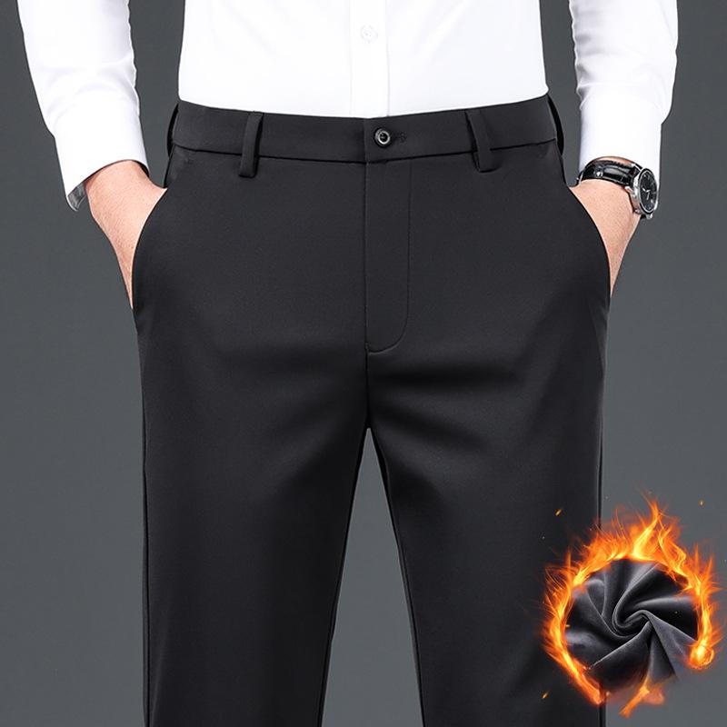 Men's Casual Pants for Men Plus Velvet Thickened High-end Medium and High Waist Autumn and Winter Youth High-end Business Trousers Straight Pants