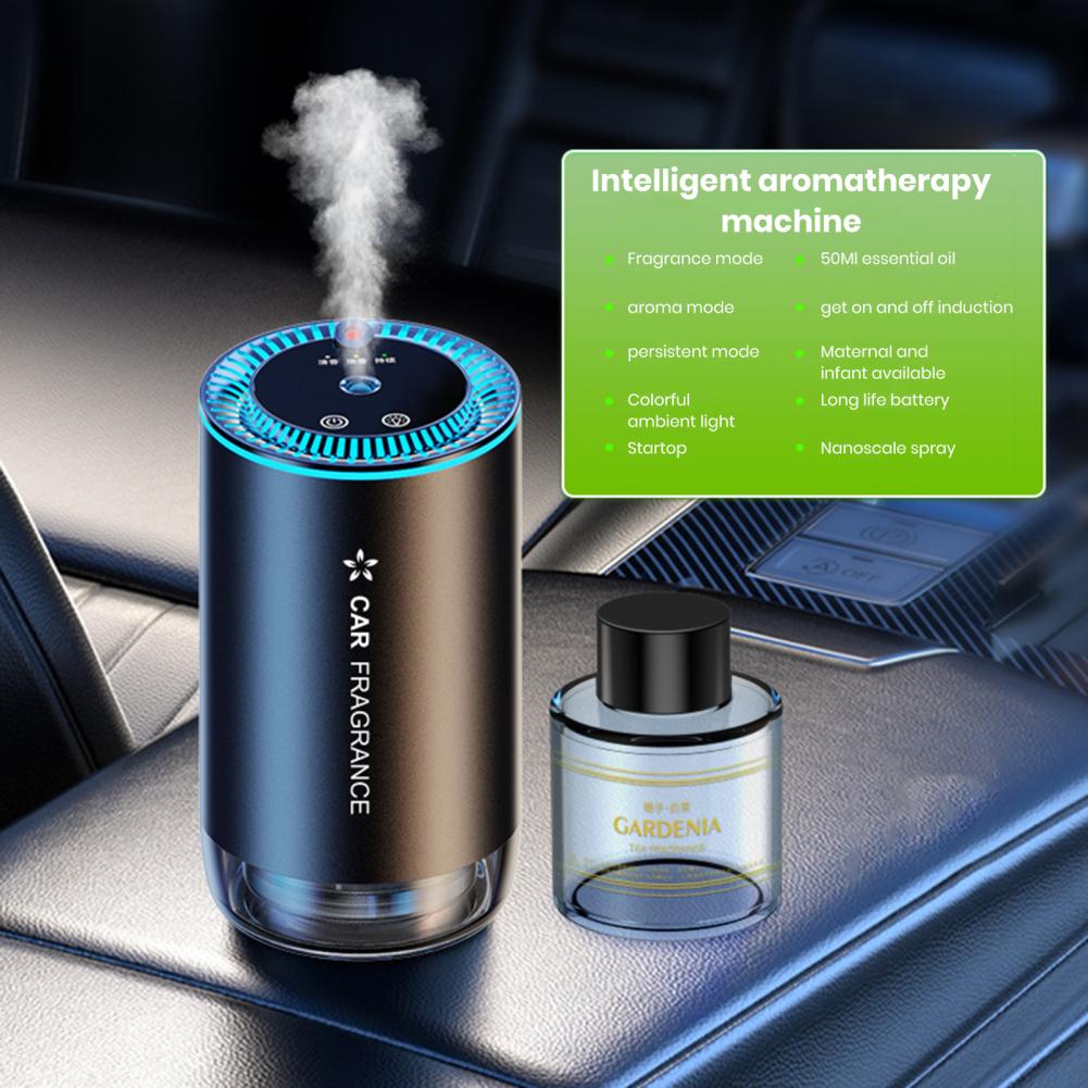 Air Freshener Car Essential Oil Diffuser Atomization Auto On/off Rechargeable Aromatherapy Machine for Automobiles Freshen Ride
