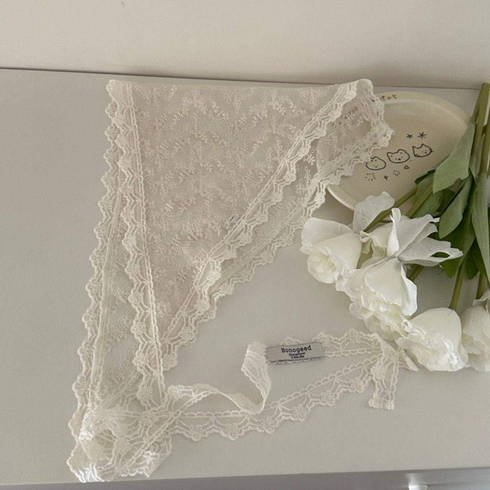 Floral Printed Lace Triangle Scarf Ethnic Style Embroidered Flower Scarves Lace Headband  Travel