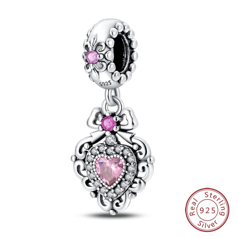 Copper Classic Purple Retro Heart Shape Lotus Angel Pattern Charms Beads Fit Qikaola Original Bracelets Diy Jewelry