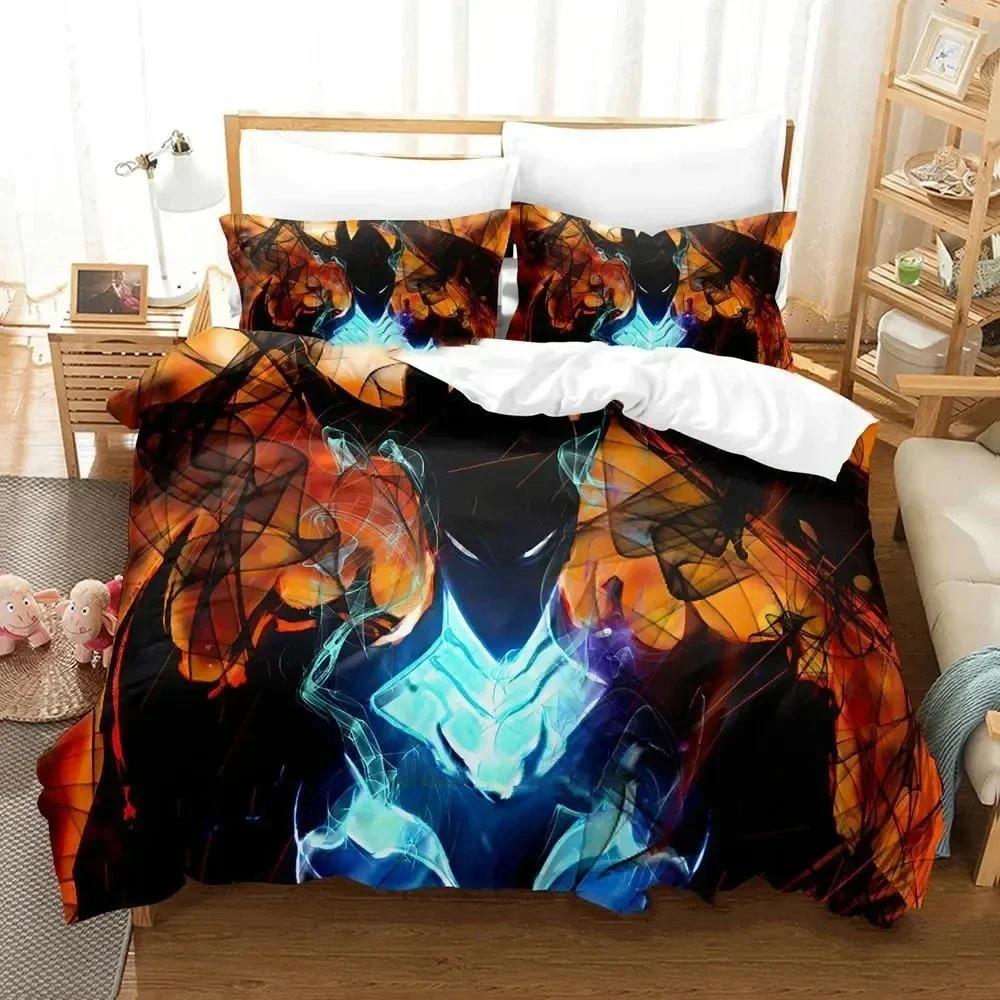 3D Print Fashion Anime SSolo Leveling Bedding Set Boys Girls Twin Queen King Size Duvet Cover Pillowcase Bed Boys Adult Bedroom