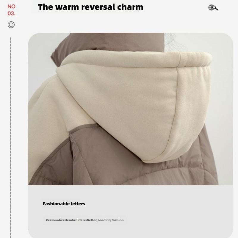 High Quality Down Jacket for Women, Mid-length, Autumn and Winter New Style, Patchwork Fabric, Stand Collar Coat