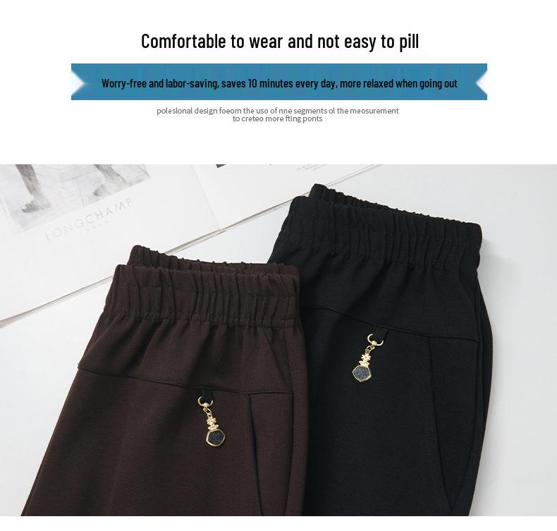 Women's High-Waist Loose Straight-Leg Pants for Elderly - Spring/Autumn Casual Wear