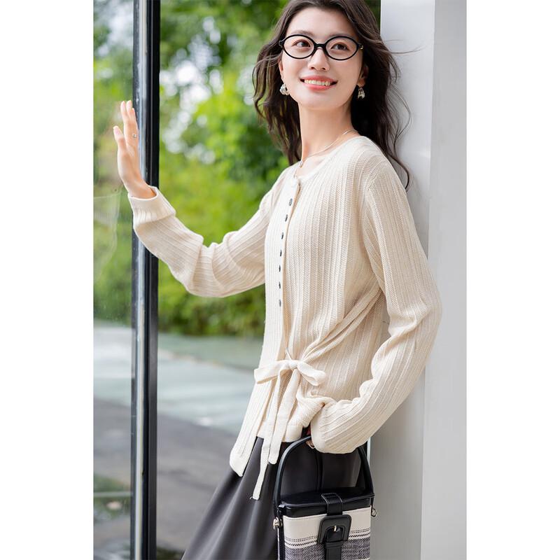 Women's Tie-Waist Knit Long Sleeve Top