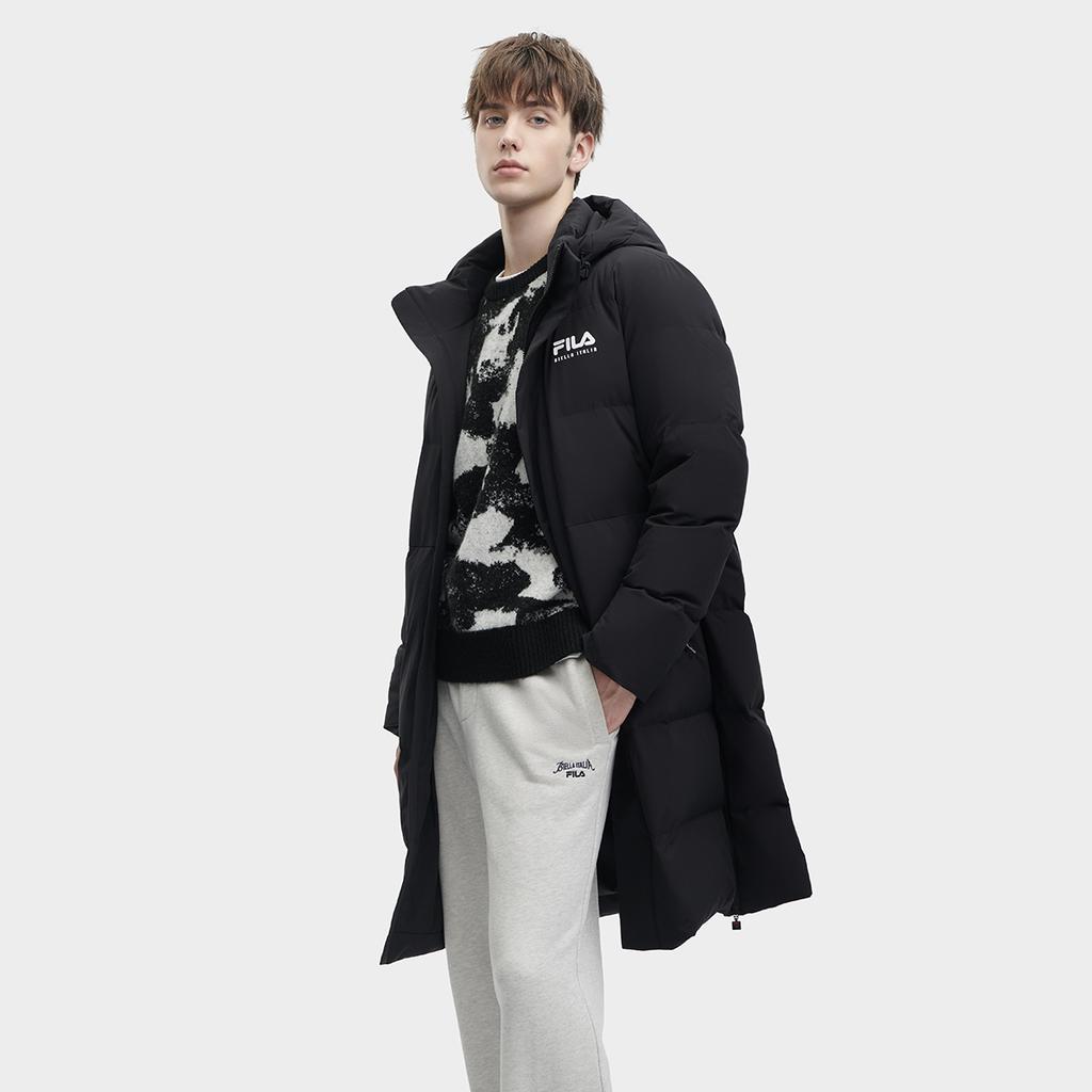 Fila 2023 Winter New Long Casual Simple Basic Hooded Down Jacket Men Jacket Black F11M349907F-BK
