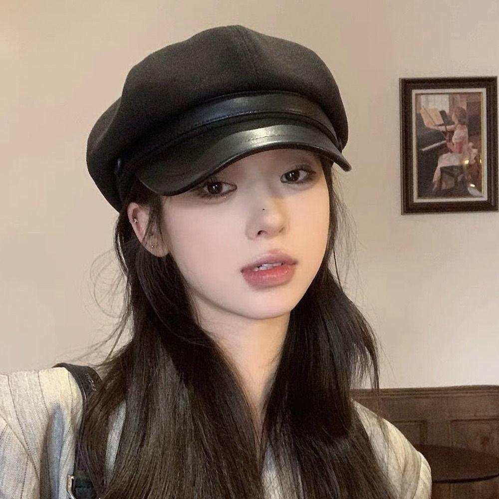 Windproof Painter Octagonal Cap Cotton Panama Cap Retro Beret Hat  Autumn Winter