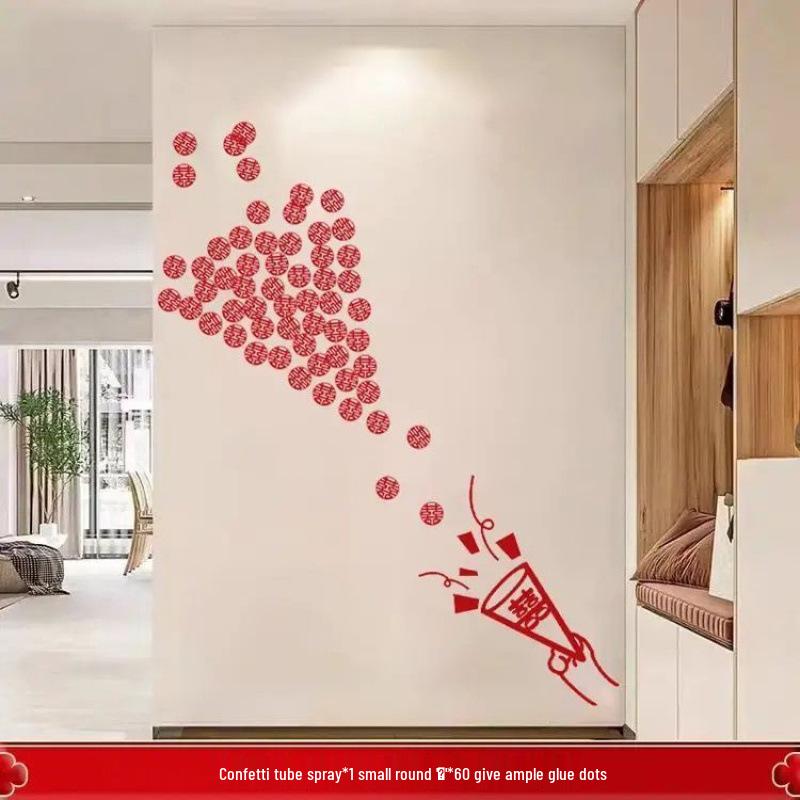 Newlywed Double Happiness Stickers for Wedding Bedroom & Door Decoration