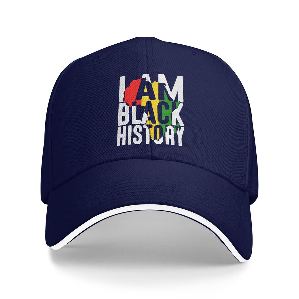 I Am Black History Map of Africa RBG Colors African American Baseball Cap Outdoor Gym Trucker Hat Stylish Print Snapback Cap