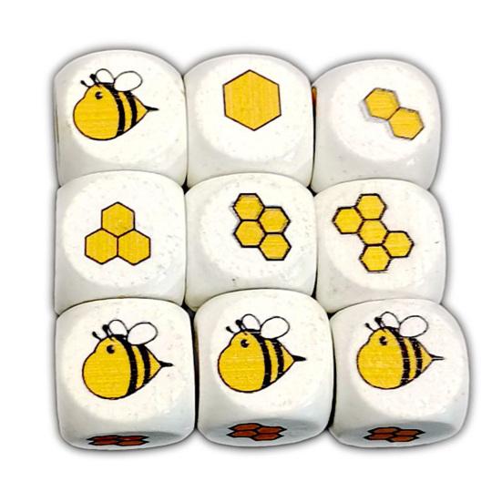 12 Stück Bienenmuster Würfelform Baby Würfel Spielzeug Holz Hand-an-Fähigkeit Würfelspielzeug zur Unterhaltung