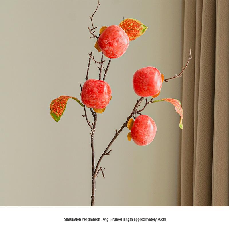 7-Head Artificial Persimmon Branch: Ruyi Flower Arrangement for Living Room Decoration