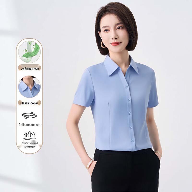 ROMON Women s Short Sleeve Business Shirt 36