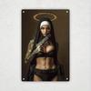 Nun Style Funny Metal Wall Art Waterproof  Dustproof Iron Decor for Home Bar Garage Kitchen  Vintage Gift for Men  Wom