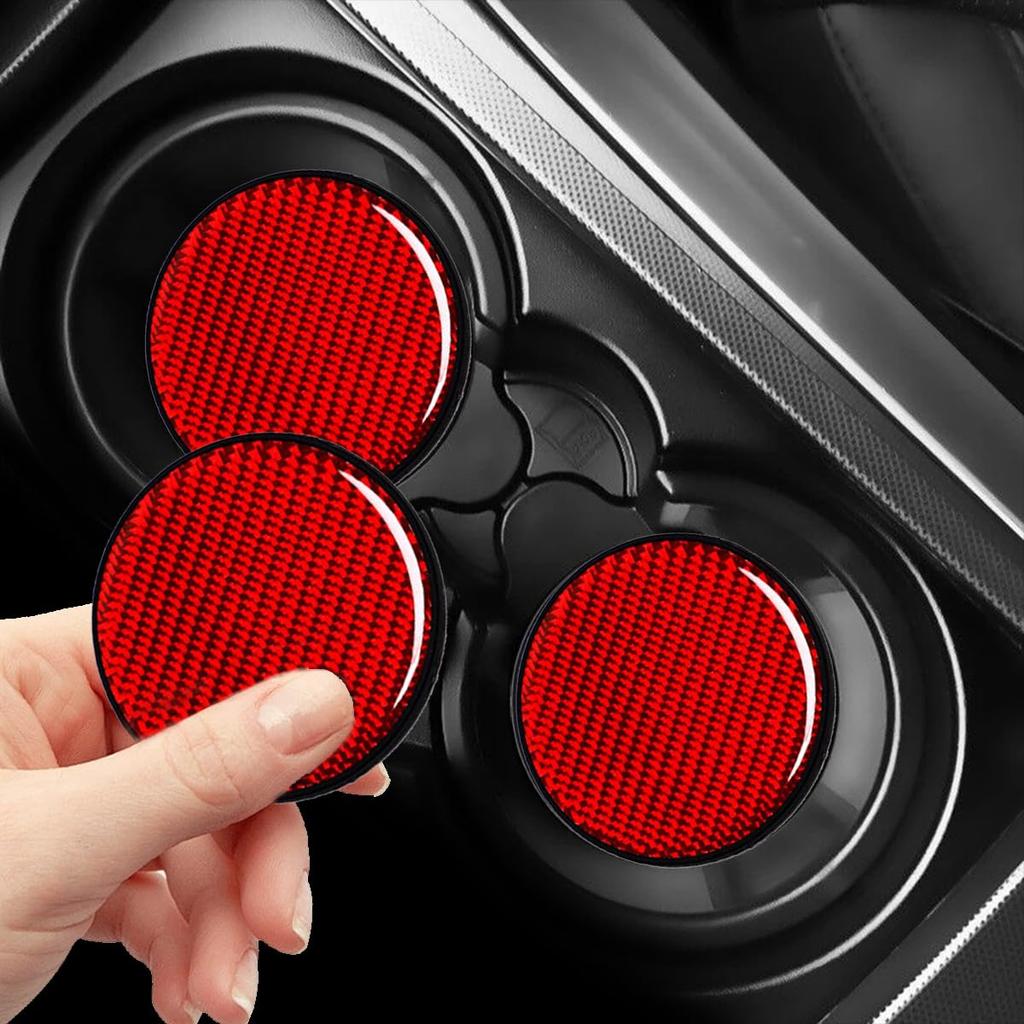Auto Becherhalter Untersetzer, 2 Kohlefaser Rutschfeste Eingebettete Untersetzer, Universal 2,75" Becherhalter