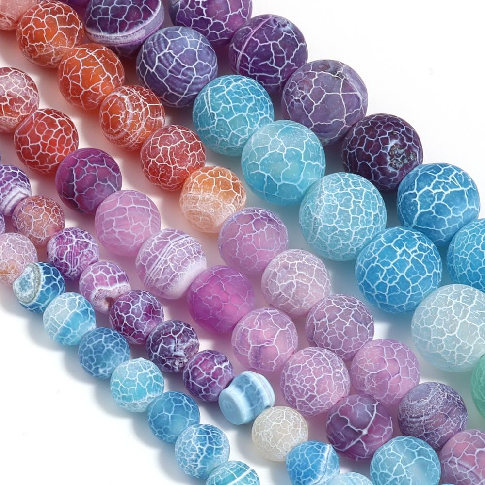 Natural Weathered Agate Stone Beads 6/8/10mm Color Loose Beads Spaced Beads for Jewelry Making Accessories DIY Bracelet Necklace
