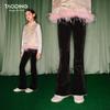 Tao Town Girls' Fleece Chenille Lurex Flare Pants - Autumn/Winter Casual Design