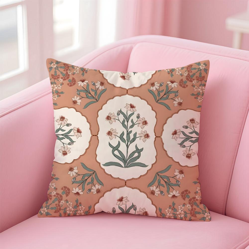 Retro Floral Cute Textile Pattern Art Cushion Cover Pillow Case Soft Skin Friendly Fabric  Concealed Zipper 30X30cm