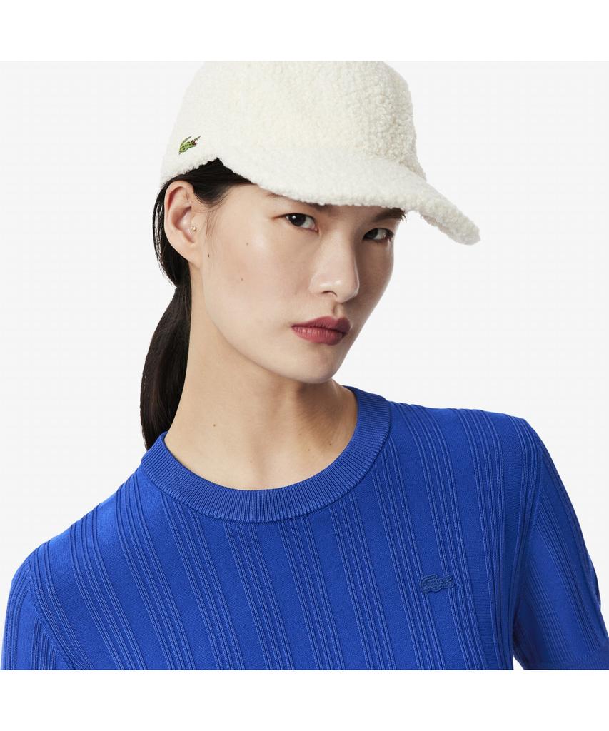 LACOSTE Women'S Pleated Rib Knit Short Sleeve Sweater Af7961-55N C4X