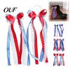 Retro Style Hanging Ornaments 2Pcs Ribbon Bow Boot Charms, Patriotic Cowboy Charms with Lace, Accessories for Girls Plaid Striped Women Cowgirl