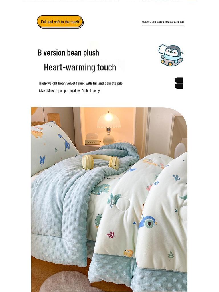 Plapumă Tricotată din Bumbac de Desene Animate pentru Copii - Moale, Lavabilă la Mașină, Plapumă de Iarnă pentru Grădiniță și Somnurile Bebelușilor.