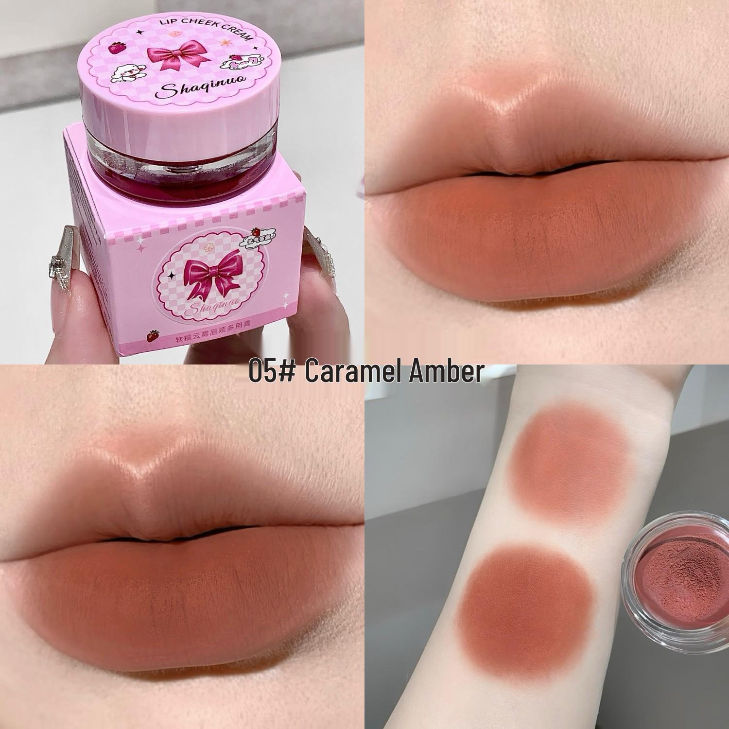 SHAQINUO Cloud Mist Soft & Sticky Velvet Matte Lip & Cheek Cream - Long-Lasting Blush and Lipstick.