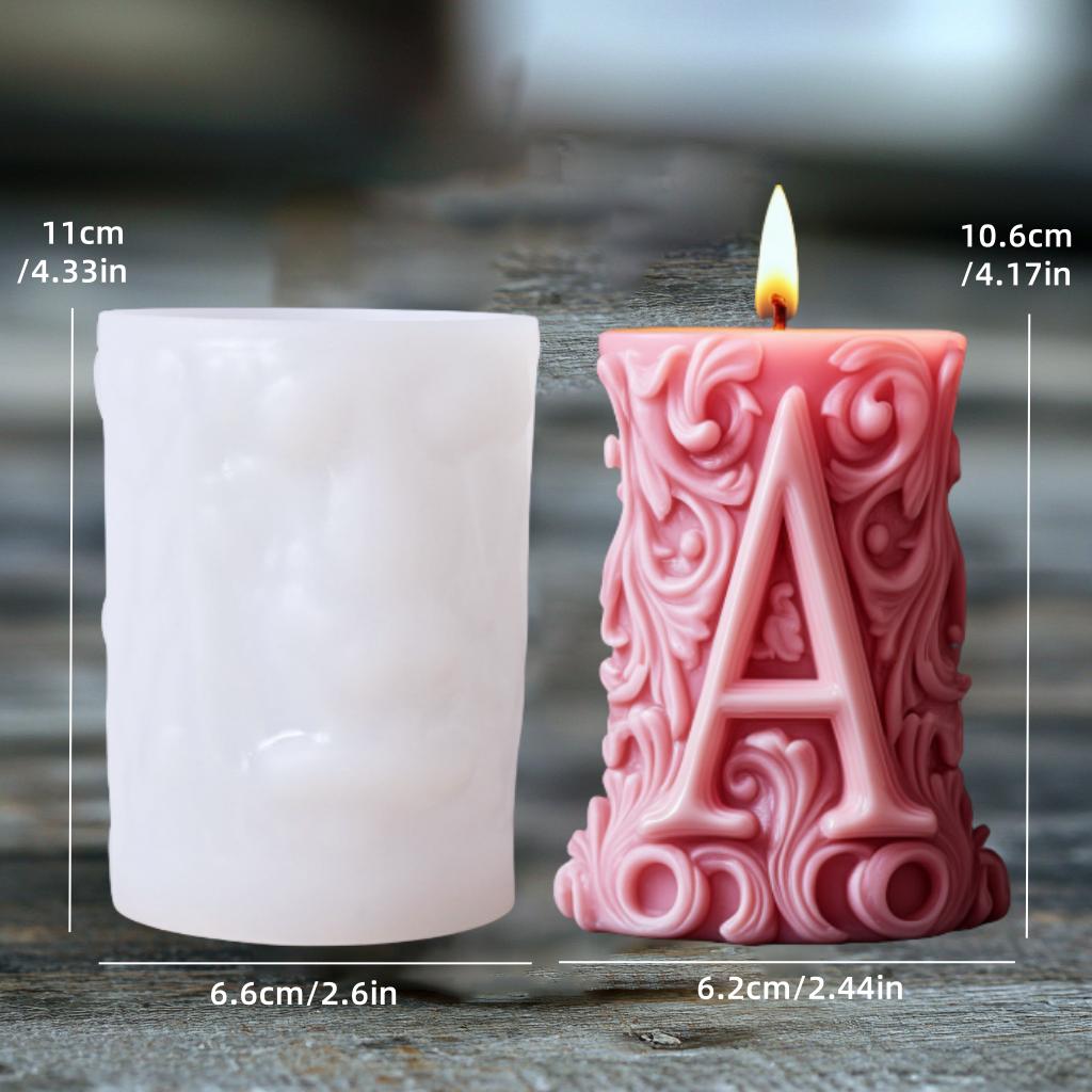 Wave Pattern Relief Cylindrical Candle Silicone Mold Rattan Flower Carving Roman Column Candle Mould Curved Column Resin Molds