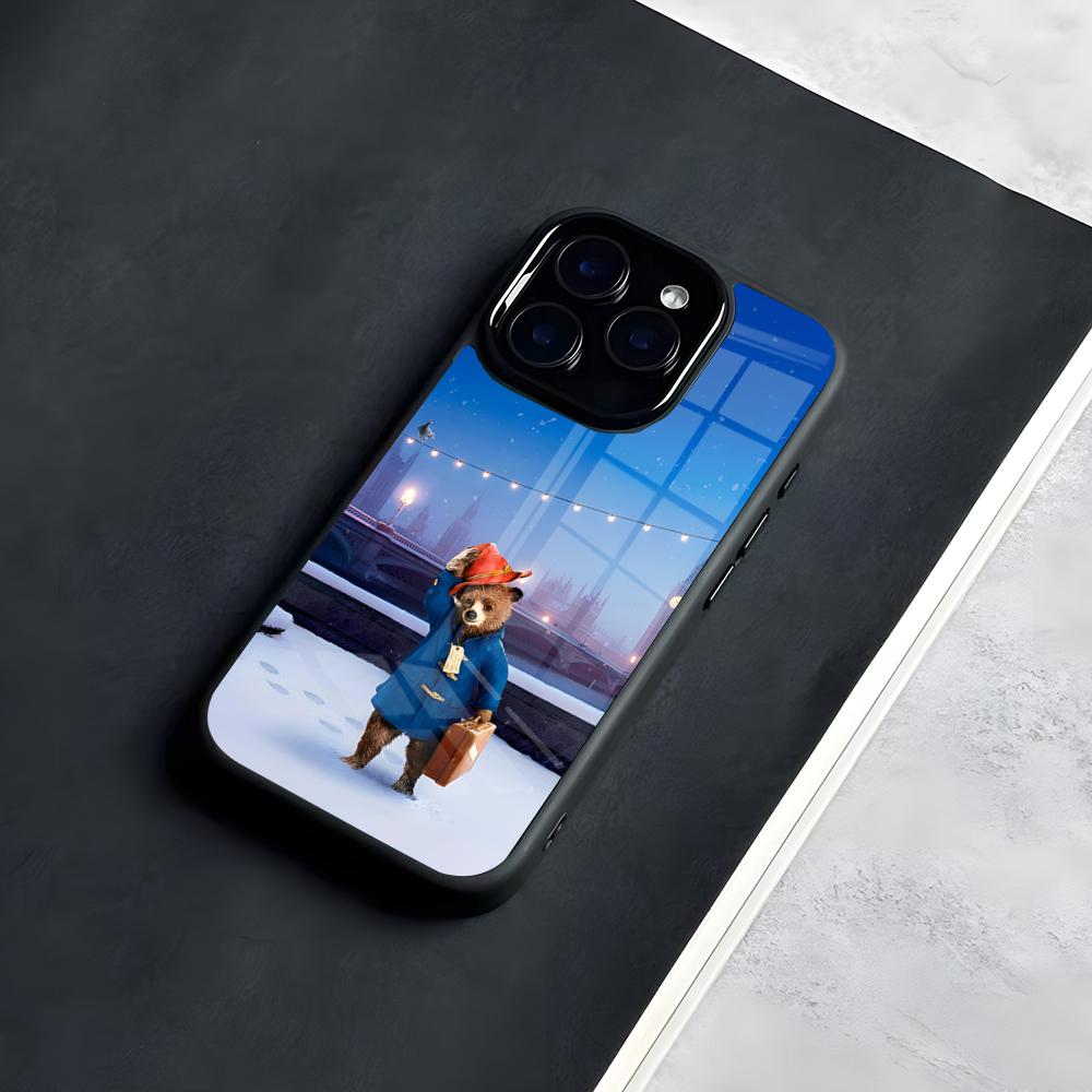 Cute P-Paddingtons Bear Phone Case For IPhone 17 Pro Max 16 15 14 13 11 Pro Max Plus Glass Phone Case