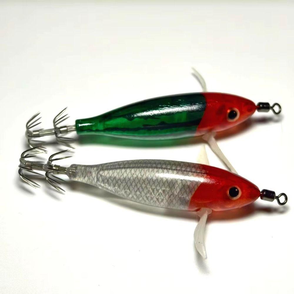 2Pcs Glow-in-the-dark Squid Trolling Lure Artificial Bait Horizontal Squid Lure Night Fishing