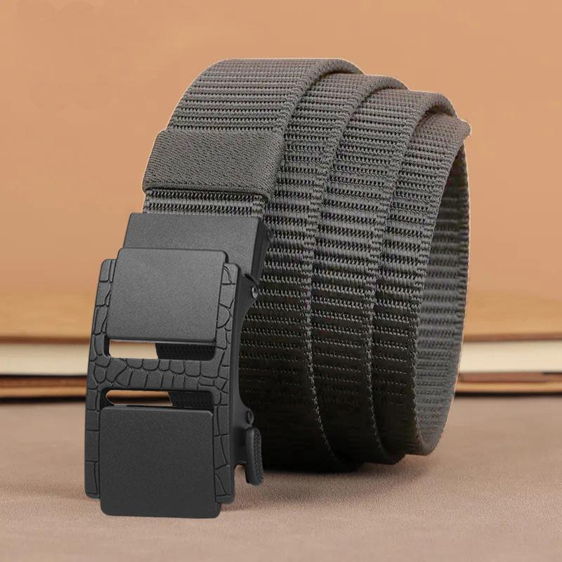 Men's Belt New Automatic Buckle Durable Nylon Tactical Braided Belt Middle Aged and Young Outdoor Trouser Belt Belt Men