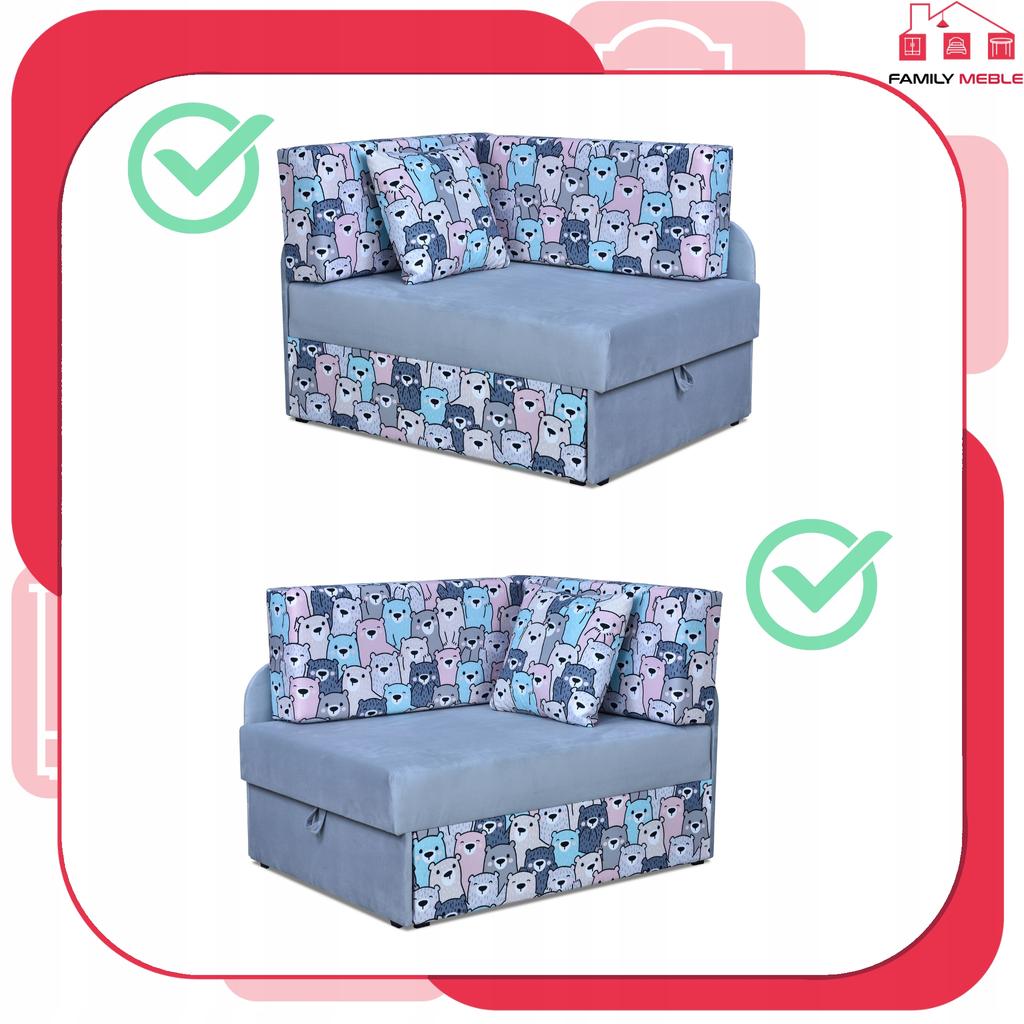 Children's Corner Sofa Bambino Extendable Container Bed Children's Mattress Kubuś