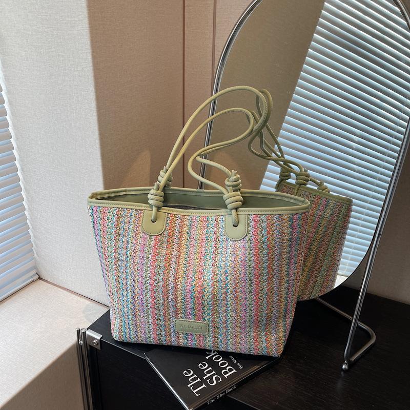 Large Capacity Bag Women's New Seaside Beach Vacation Shoulder Bag Fashionable Versatile Woven Tote Bag