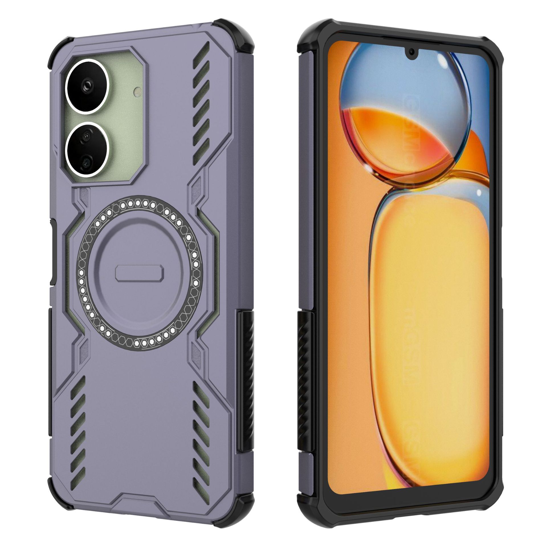 

Magsafe Phone Case for Redmi 15C 14C 13C,Magnetic Heat Dissipation Phone Case Cover for Redmi 15 14 13 12 Redmi 12/Poco M6 Pro 5G фіолетовий