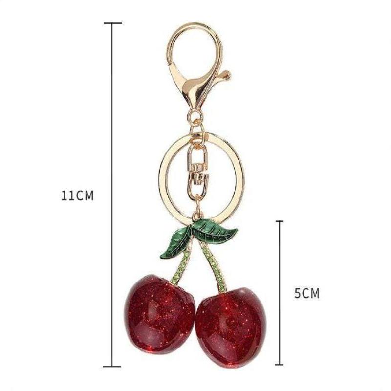 Sparkling Cherry Blueberries Pendant Keychain Summer Fruits Cherries Keyring For Women Men Jewelry Bag Pendant Accessories Gift