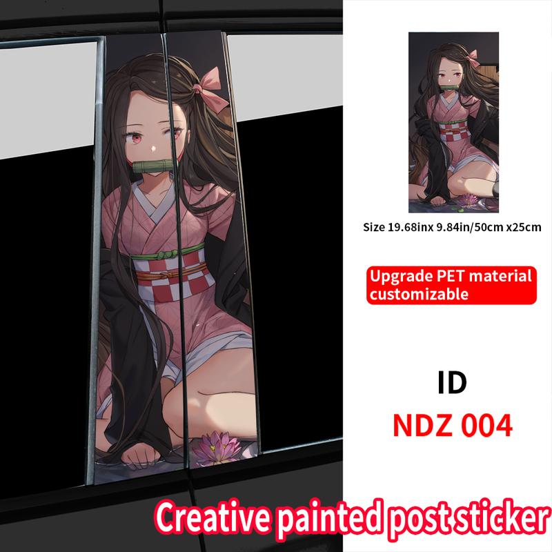 Nezuko Anime Car Stickers Car B-pillar Decal Waterproof Stickers Auto Center Pillar Sticker Cover Scratches Vehicle Decor