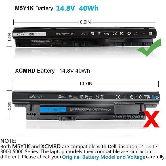 Dell Inspiron 14 15 17 5000 3000 Serisi 5559 3451 3558 3567 5755 5756 5458 GXVJ3 453-BBBQ HD4J0 için 40WH M5Y1K 14.8V Pil