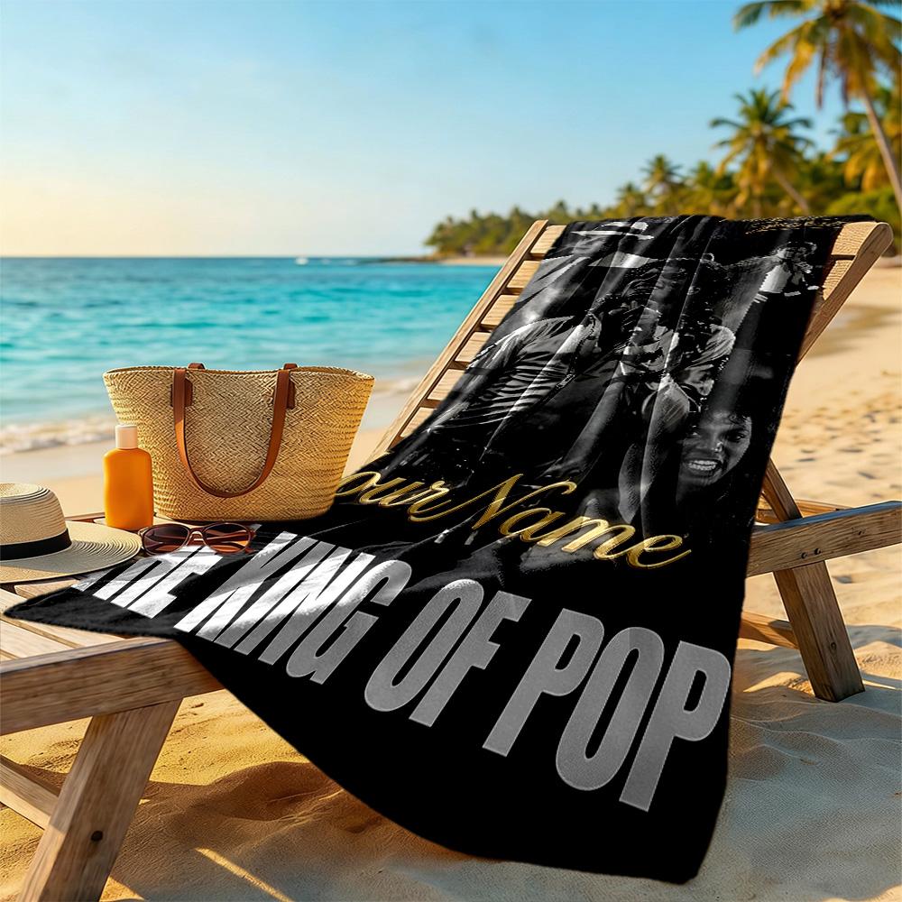 Michael Jackson Personalized Text Beach Towel High Absorbency & Quick-Dry Perfect for Traveling Yoga Camping and Swimming
