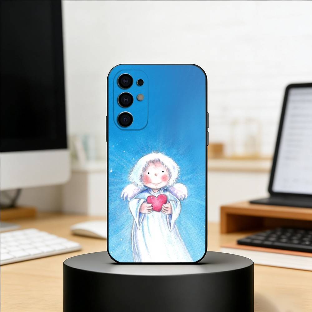 Heilender kleiner Engel Handyhülle Für Samsung S25,S24,S21,S22,S23,S30,Ultra,S20,Plus,Fe,Weiche Silikon Schwarze Hülle