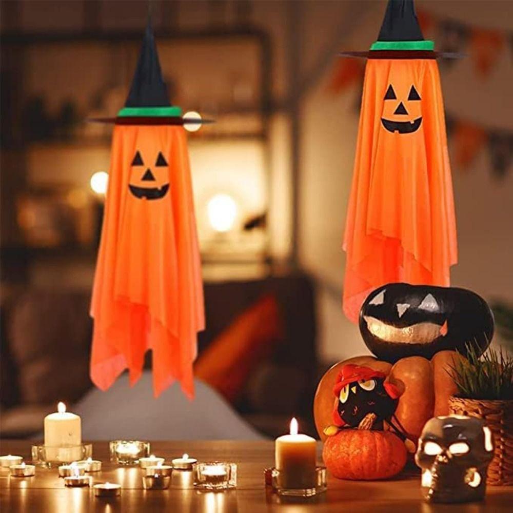 Hanging Pumpkin Hat Decor Easy Installation Creative Halloween Pumpkin Pendant Reusable Foldable Witch Hats Ornaments