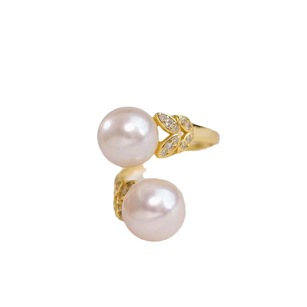 Sterling Silver S925 Double Pearl Ring Setting for 8-10mm Pearls - DIY Jewelry