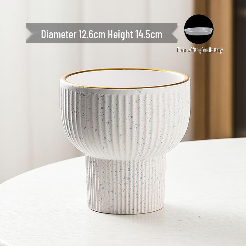 Nordic High-Leg Ceramic Orchid Pot: Durable, Artistic for Home or Balcony Use