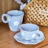320ML Blue Cloud Hand Pinch Mug, Underglaze Color Ceramic Milk Coffee Cup, Office Drinking Ceramic Couple Breakfast Student Gift