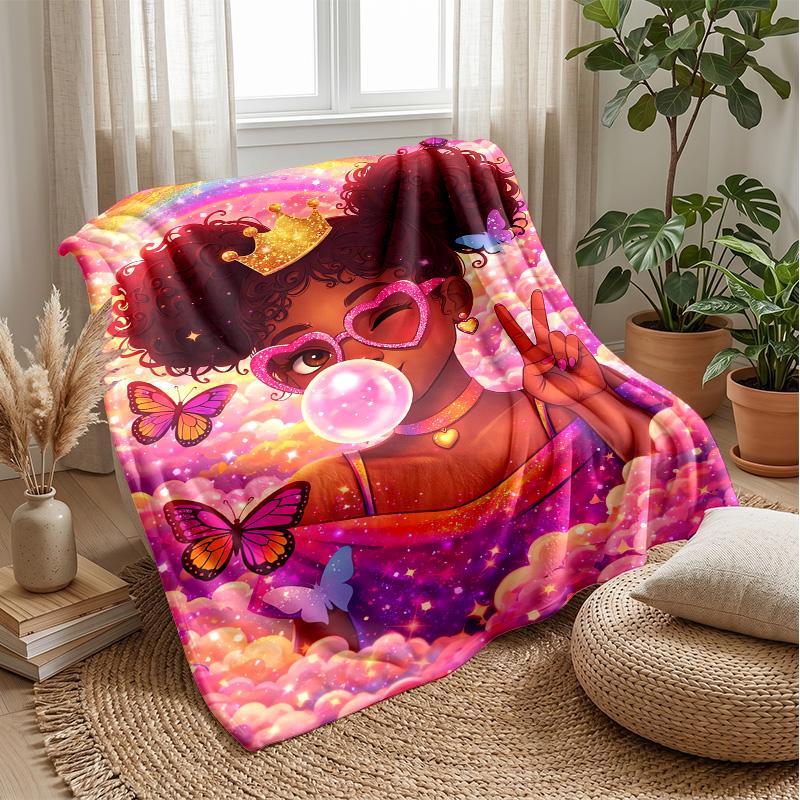 Butterfly Heart in Galaxy blanket Personalized Name Flannel Blanket Soft Cozy Plush Throw for Sofa Bed Lightweight Home Decor