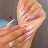 Long Stiletto Press-On Nails With Gradient Bow Design Removable Artificial Women
