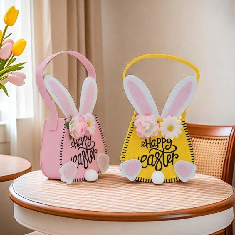 1pcs Easter Handheld Basket Home Rabbit Decoration Simple Storage Basket Cute Bunny-Shaped Tote for Easter Gifts & Home Decorate