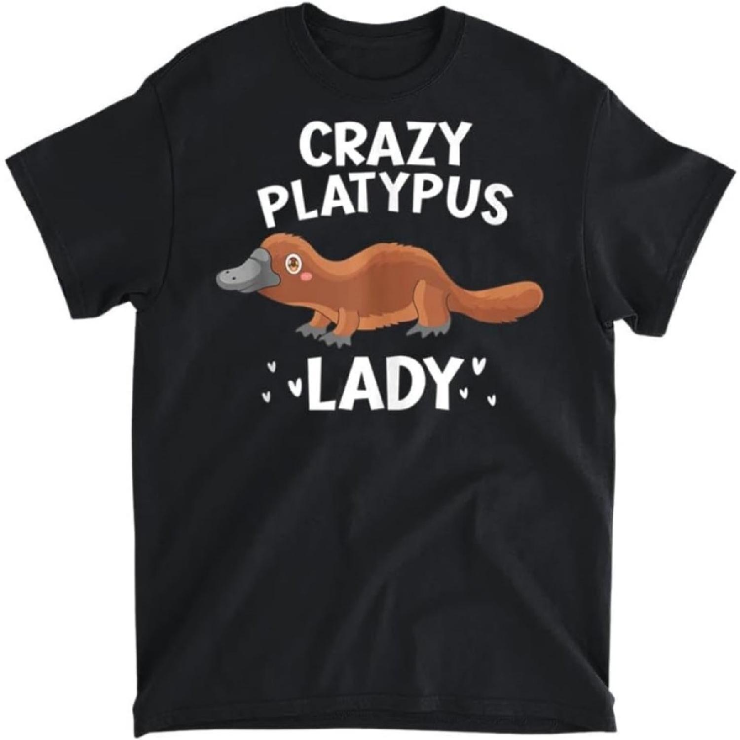 Crazy Platypus Lady Tank Top T-Shirt, Long Sleeve Shirt, Sweatshirt, Hoodie Unisex Adult Size S чёрный
